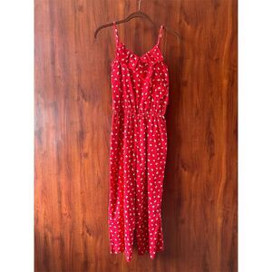 Abercrombie Kids Girls Red Floral Spaghetti Strap Jumpsuit Size 11/12